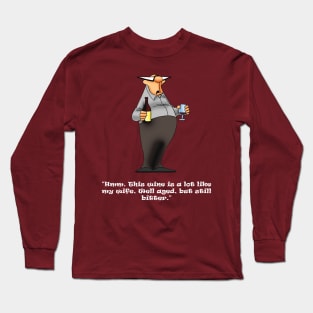 Funny Wine and Wife Cartoon Humor Long Sleeve T-Shirt